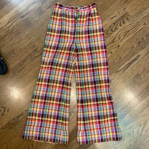 Vintage rainbow plaid pants womens 23-24